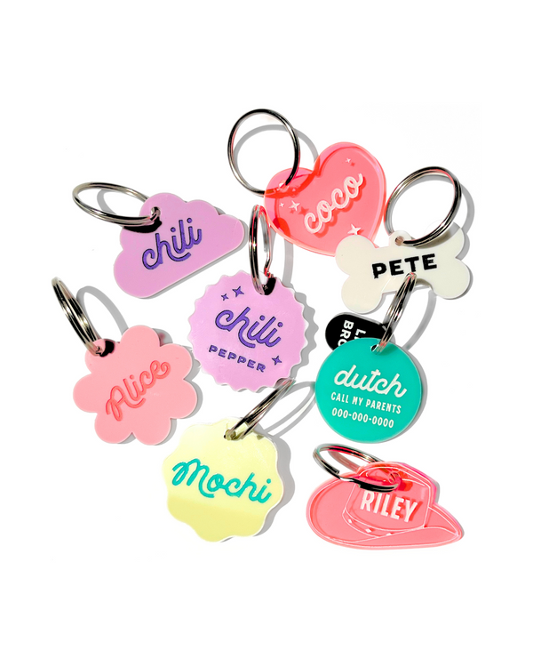 Custom Engraved Acrylic Pet ID Tag - Cute Pet Name Tag