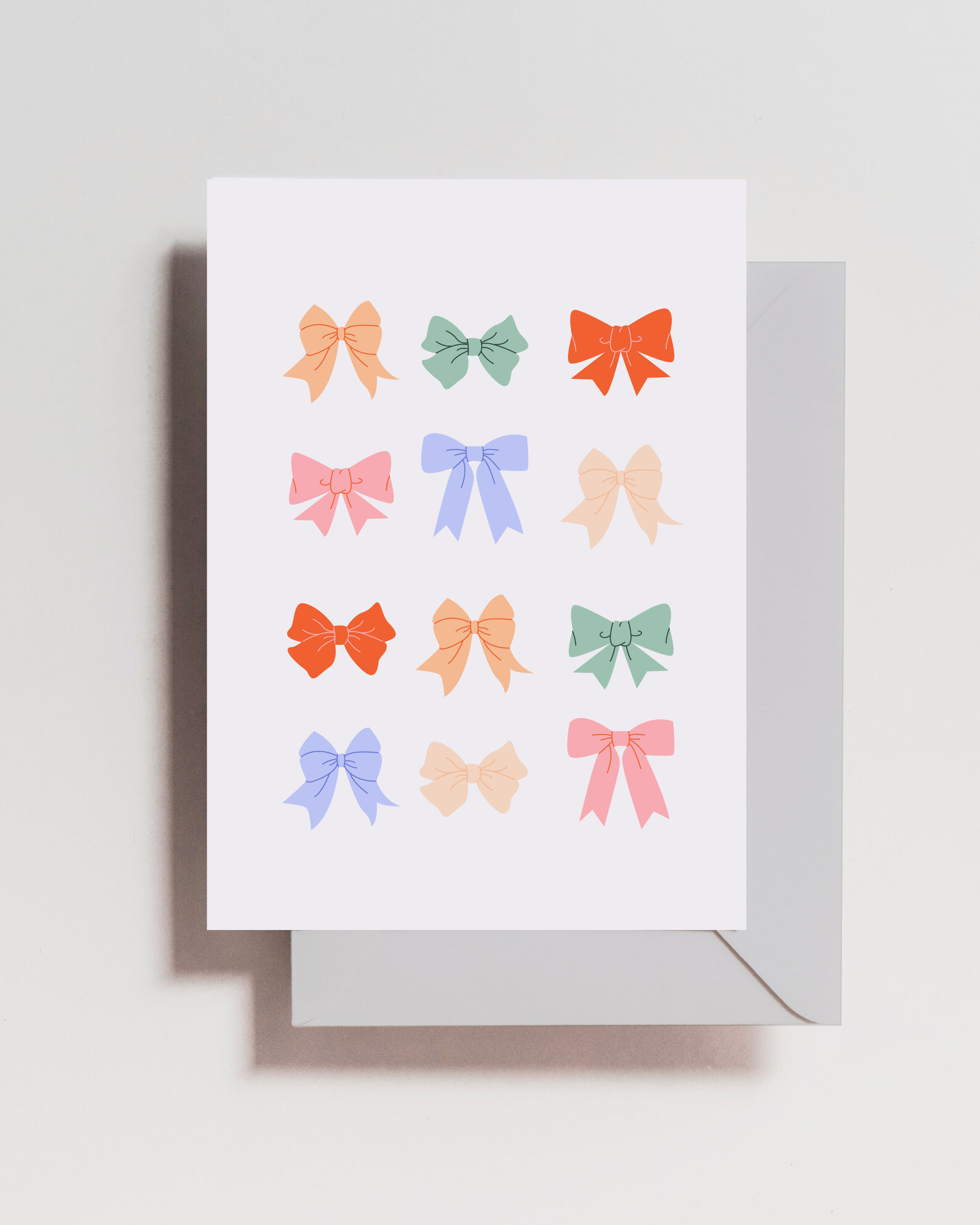 Cute Christmas Card • Bow Pattern Holiday Card • General Girly Holiday Card