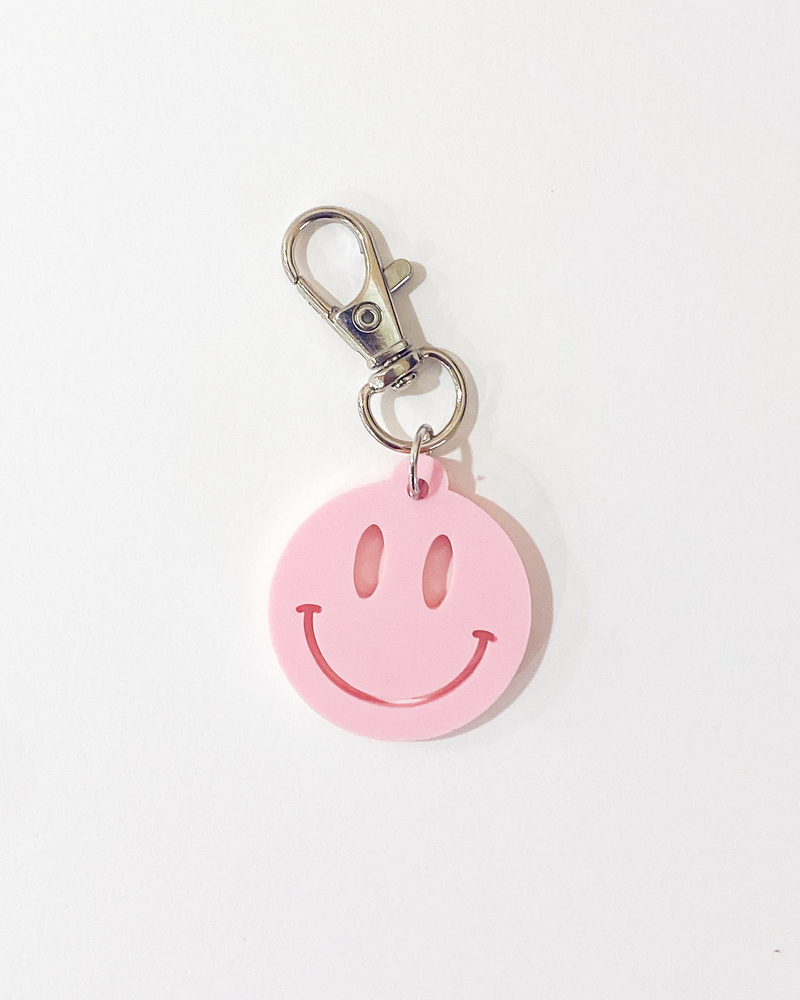 Pink • Smiley Face Keychain
