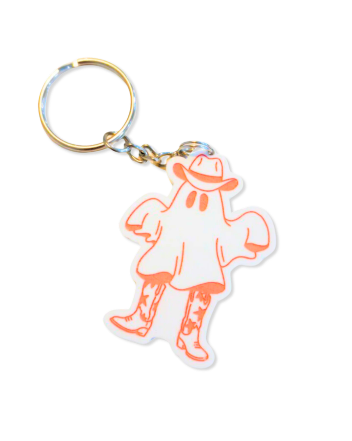 Cowboy Ghost Keychain – Halloween Acrylic Charm