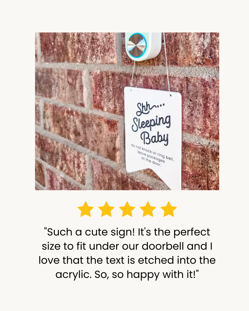 White • Baby Sleeping Hanging Door Sign