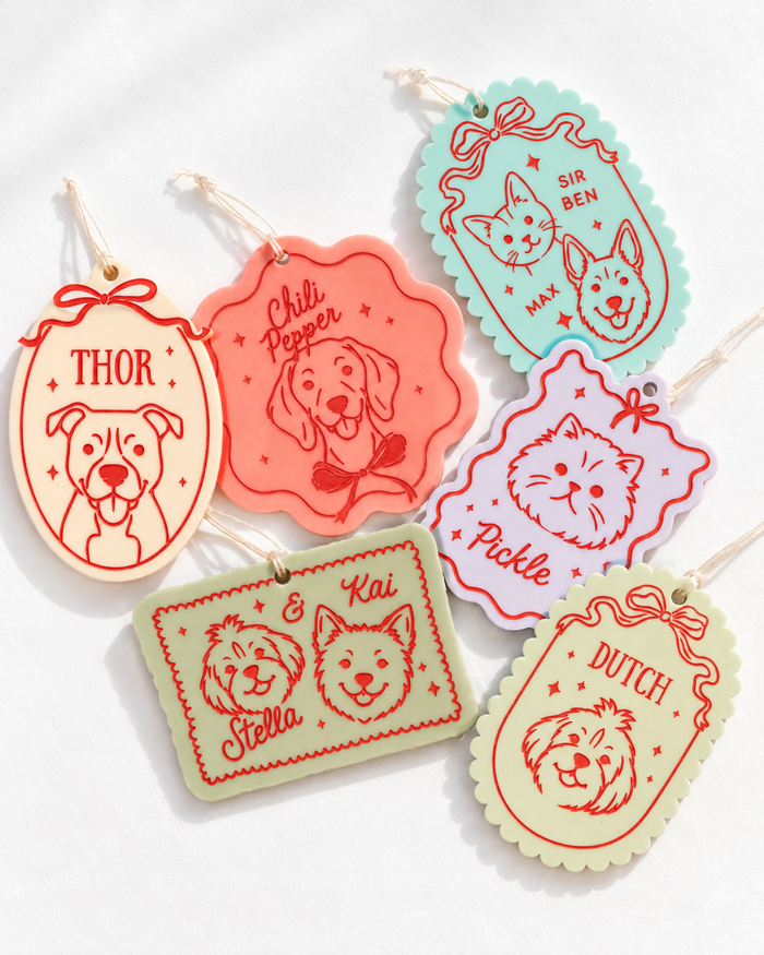 Custom Pet Ornament, Dog Illustration, Personalized, Cat Keepsake
