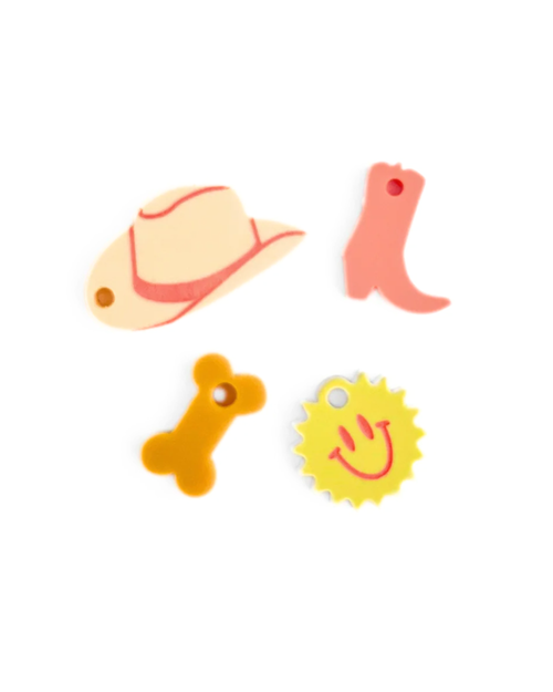Cowboy Pet Charm Set – Western Acrylic Collar Charms
