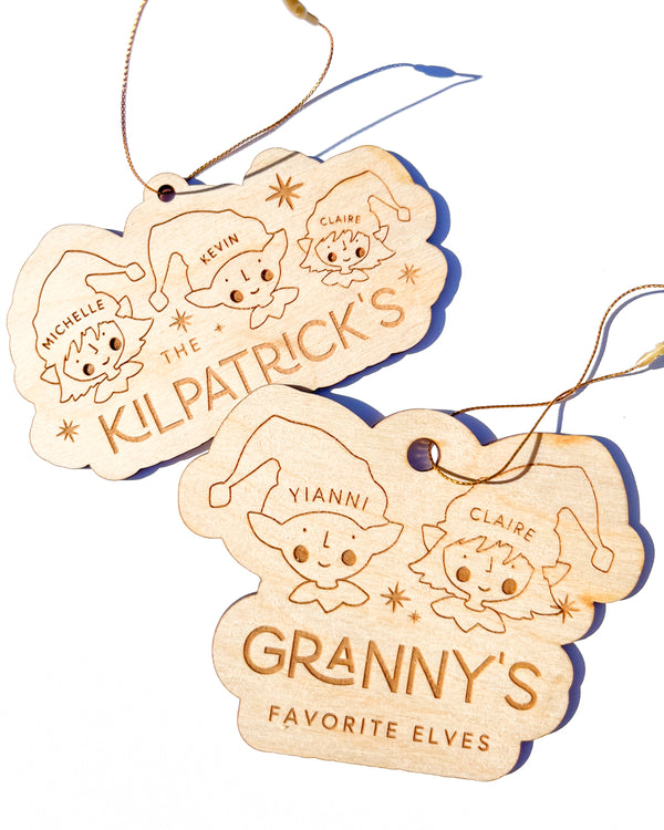 Custom Elf Family Christmas Ornament