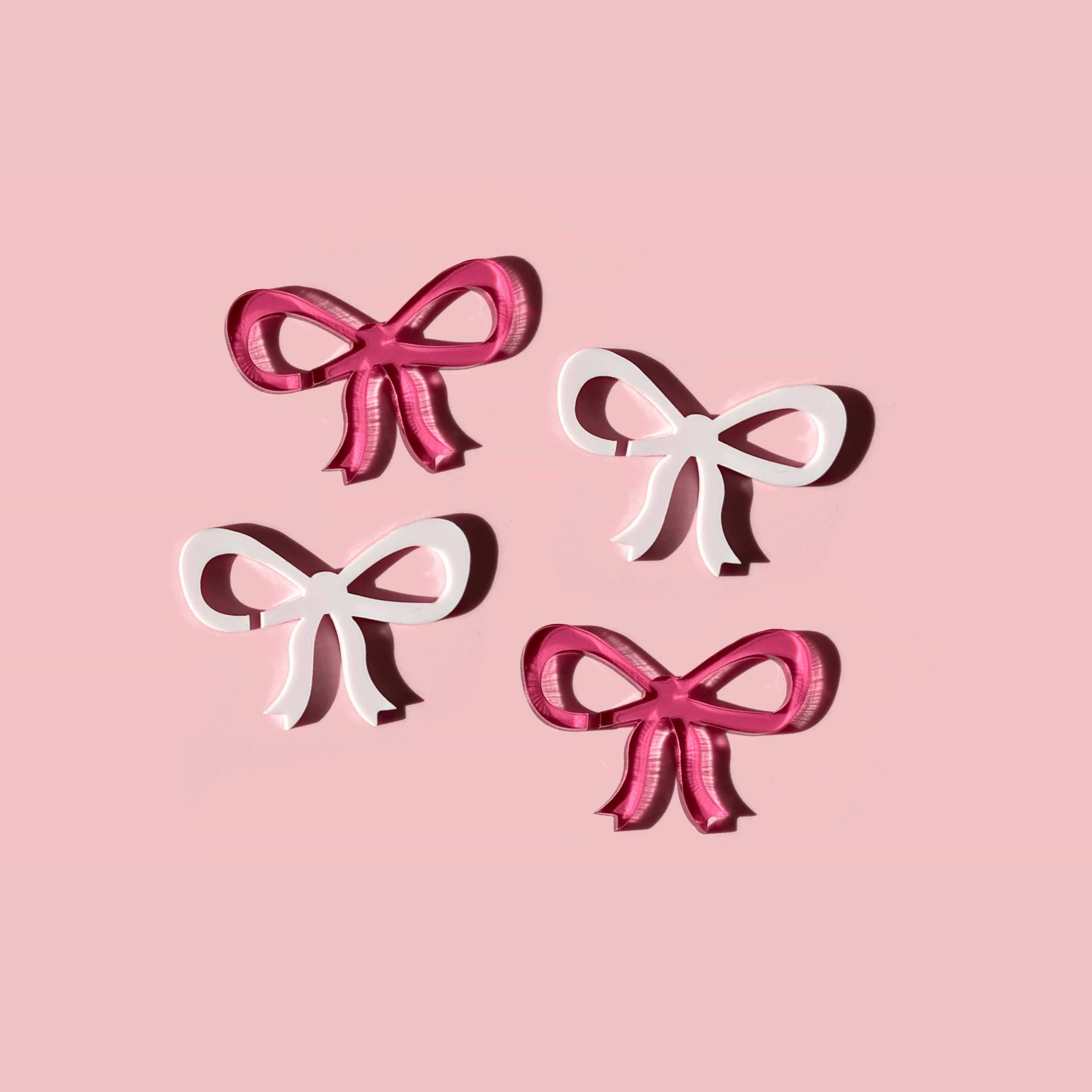 Acrylic Pink Bow Drink Marker Set of Four