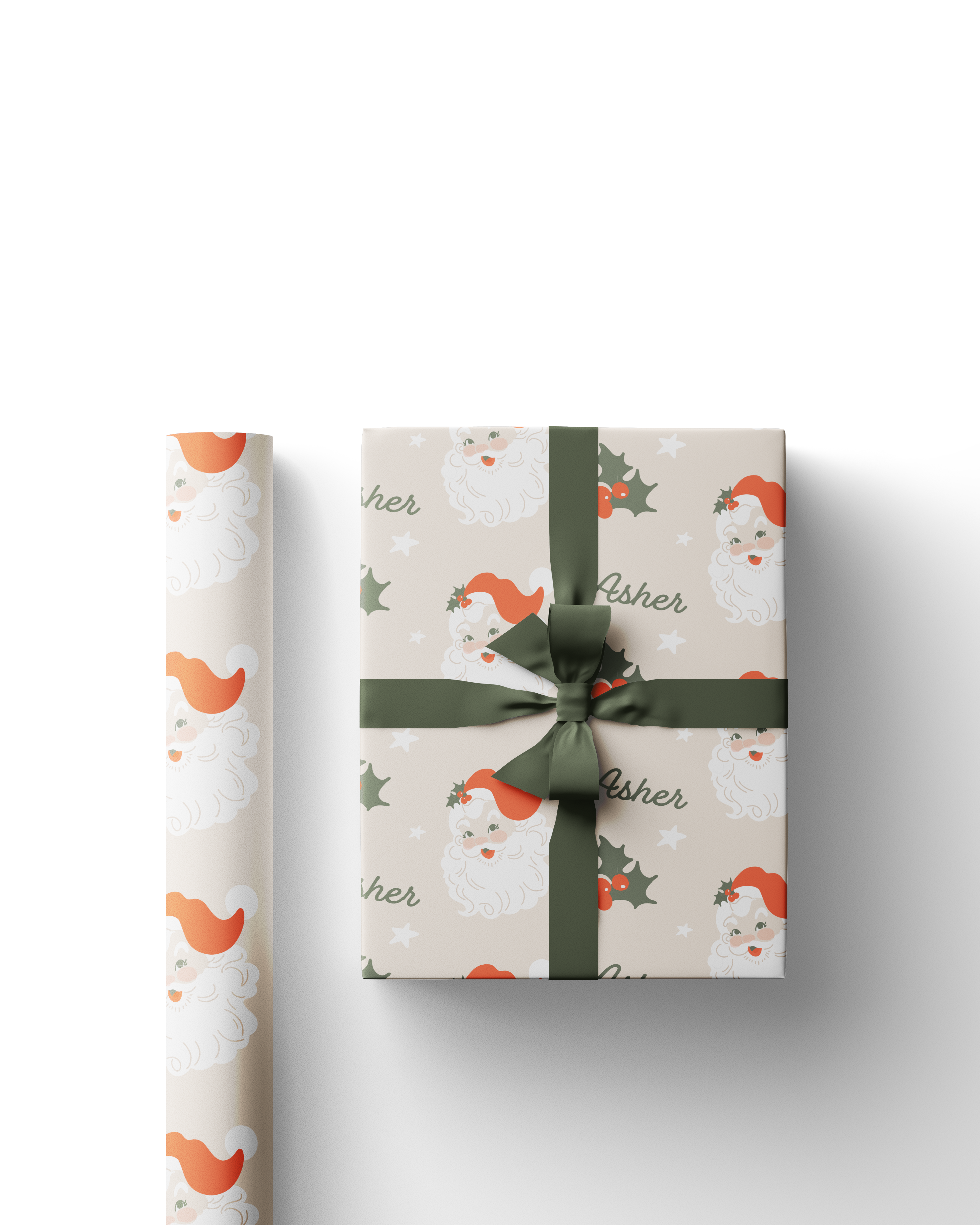 Custom Vintage Santa Wrapping Paper Sheet