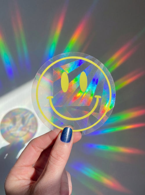 Smiley Face Suncatcher Decal – Rainbow Window Sticker