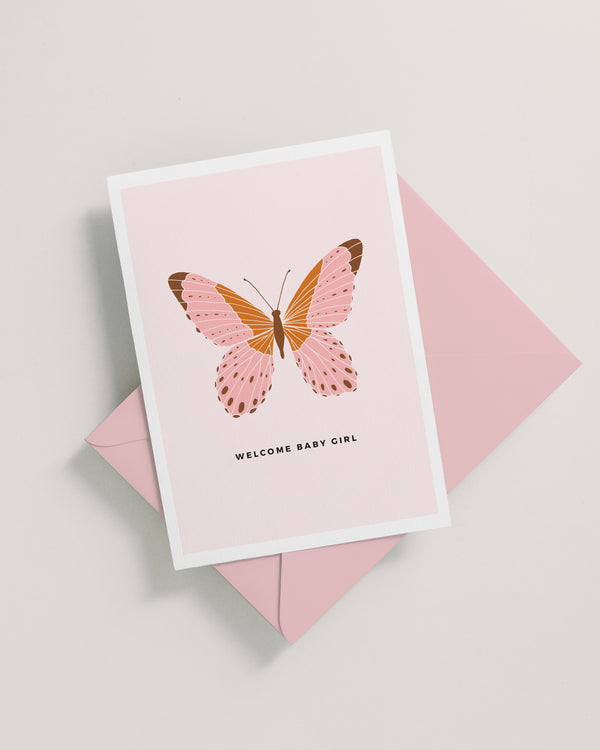 Butterfly Baby Girl Baby Shower Shower Card