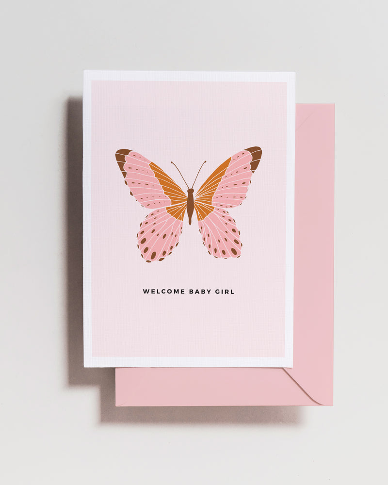 Butterfly Baby Girl Baby Shower Shower Card