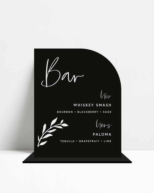 Wedding Bar Menu • Half Arch • Cutout