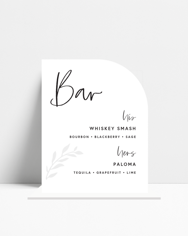 Wedding Bar Menu • Half Arch • Cutout