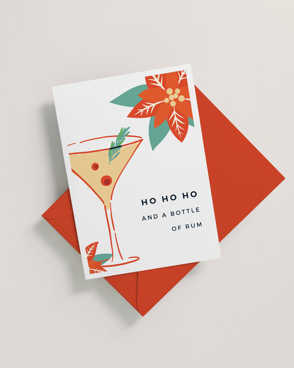 Ho Ho Ho Rum Holiday Christmas Card